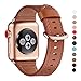 WFEAGL Compatible iWatch Band 38mm 40mm,Top Grain Leather Band Replacement Strap for iWatch Series 4,Series 3,Series 2,Series 1,Sport, Edition (Brown Band+Gold Adapter,38mm 40mm)