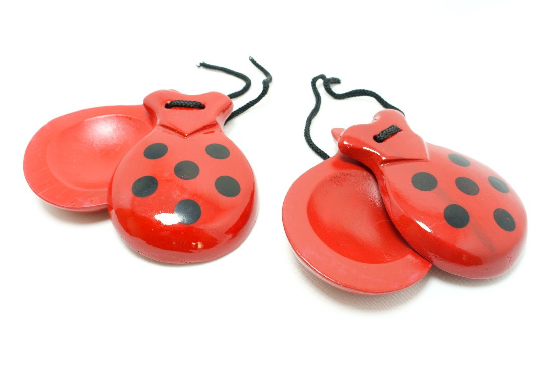 SPANISH CASTANETS RED AND BLACK SIZE FOR ADULTS