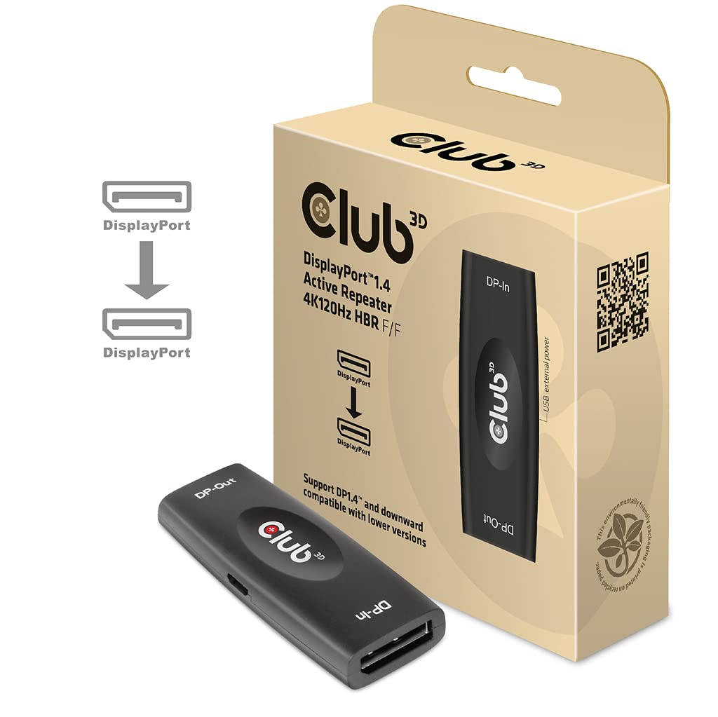 Club 3D DisplayPortTM 1.4 Active Repeater/Signal Amplifier 4K120Hz HBR3 B/B