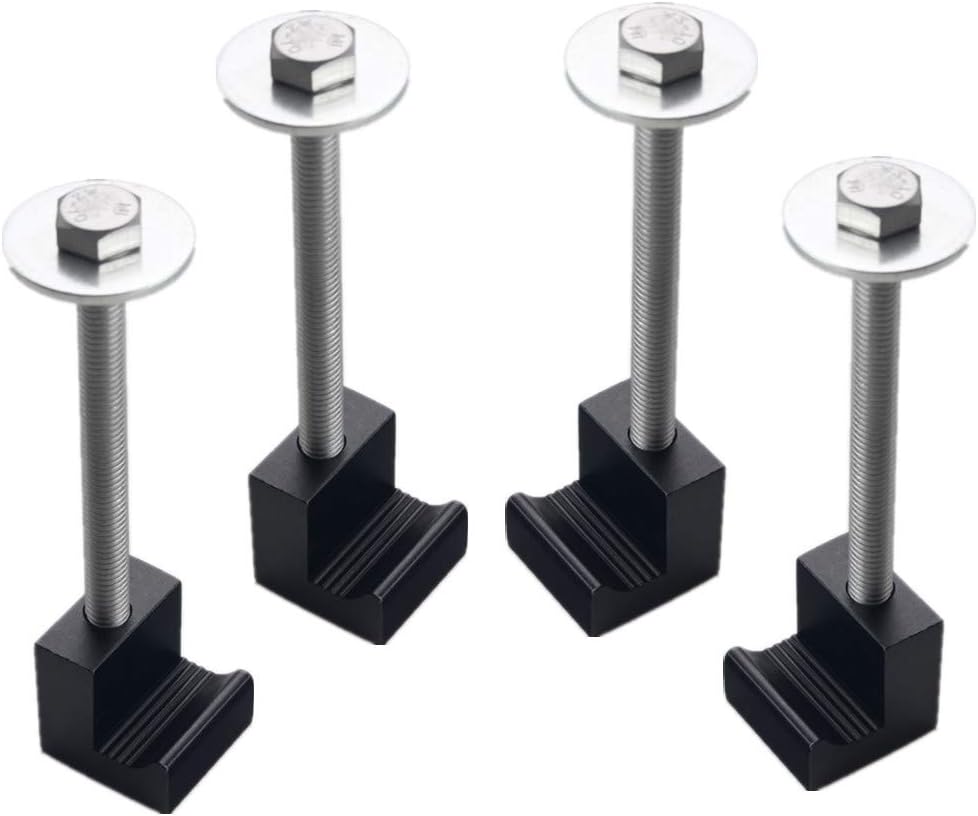 DEWHELTool Box Tie Downs Aluminum J Hook Crossover Toolbox Pickup Pair (4 PCS, Black)