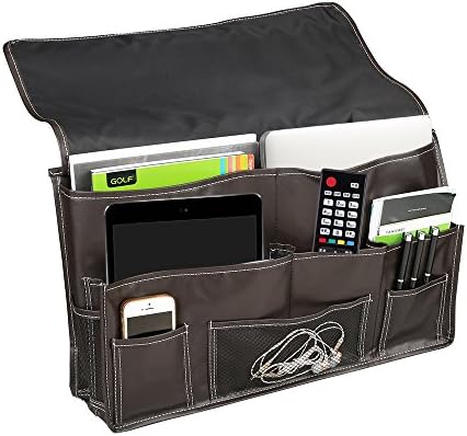 iLemon 10 Pocket Bedside Storage - PU Leather Bedside Caddy organizer for your headboard that makes a convenient place , on metal headboards, dormitory