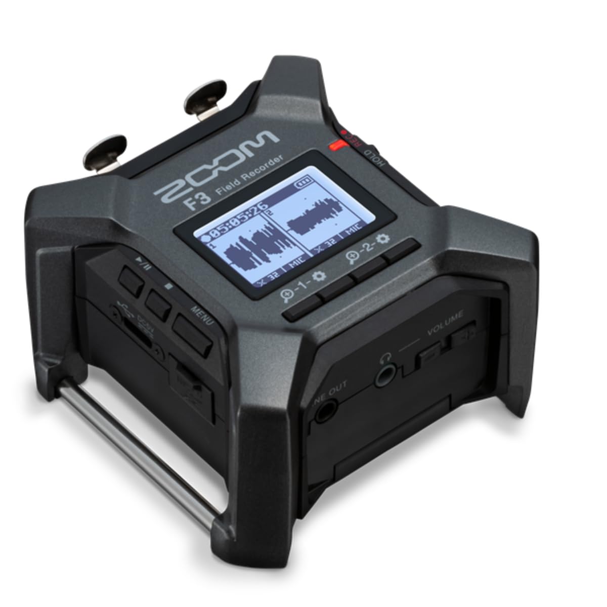 ZOOM ズーム F3 フィールドレコーダー 2チャンネル入力 小型 手のひらサイズ デュアルAD & 32bitフロート対応 2系統のXLR 最高192kHzサンプリングモノラル/ステレオWAV形式 高精度なタイムコード機能付き 音楽 演奏会 野鳥 鉄道 自然音商品画像