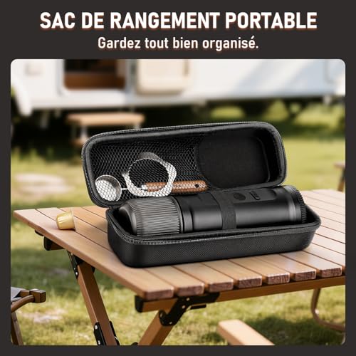 ICARE Portable Coffee Maker, 2 in 1 Portable Coffee Maker for NS Capsules and Ground Coffee, Self-Warming, USB-C Charging, Battery Indicator, for Camping, Hiking, Travel, Campervans(Black)