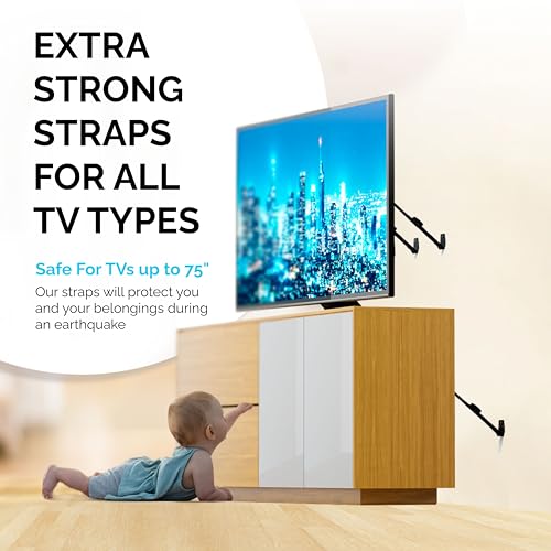 Family Care TV Safety Straps 4 Pack+Gift Metal Furniture Straps for