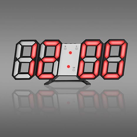 Amazon Co Jp 3d Led 壁時計現代のデジタル置時計時計デスクトップアラーム時計常夜灯壁時計用ルーム B Red B ホーム キッチン