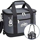 Collapsible Insulated Cooler Bag – 6L Thermal Lunch Bag with Bottle Opener, 16 Can Capacity – Perfect For Camping, Picnics and Travel – Handles and Removable Shoulder Strap – By Outrav