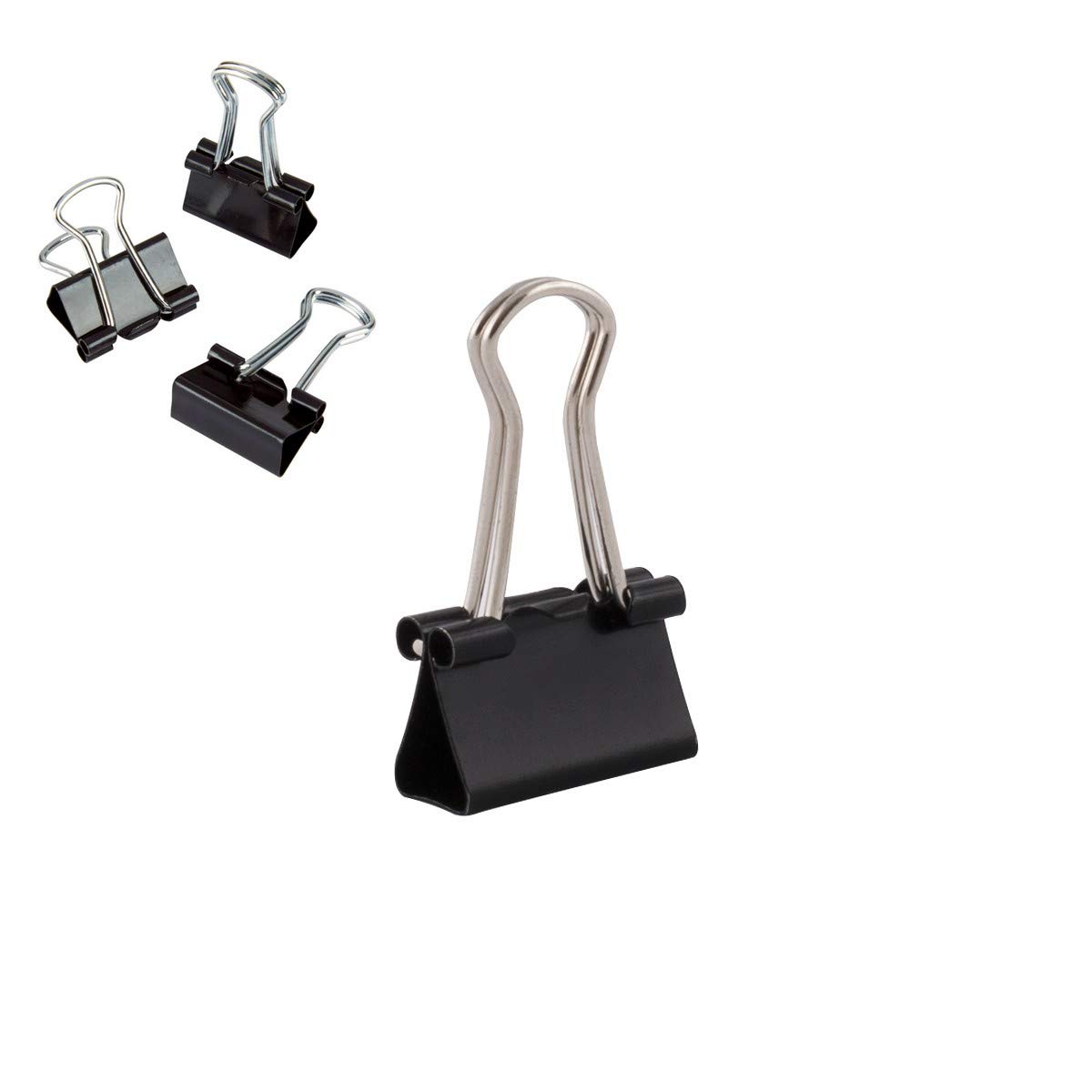 D.RECT Metal Foldback Clips Pack of 12 x 12 Pack (144 Clips) 15 mm – Binder Clips, Metal Binder Clips for Notes, Stationery – Paper Clips, Large, Black