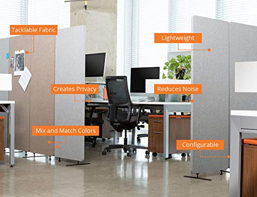 ReFocus Acoustic Room Dividers | Office Partitions – Reduce Noise and Visual Distractions with These Easy to Install Wall Dividers (72" X 66", Ash Gray)
