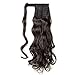 Wrap Around Synthetic Ponytail One Piece Heat Resistant Magic Paste Pony Tail Long Wavy Curly Soft Silky for Women Lady Girls 17'' / 17 inch (dark brown)