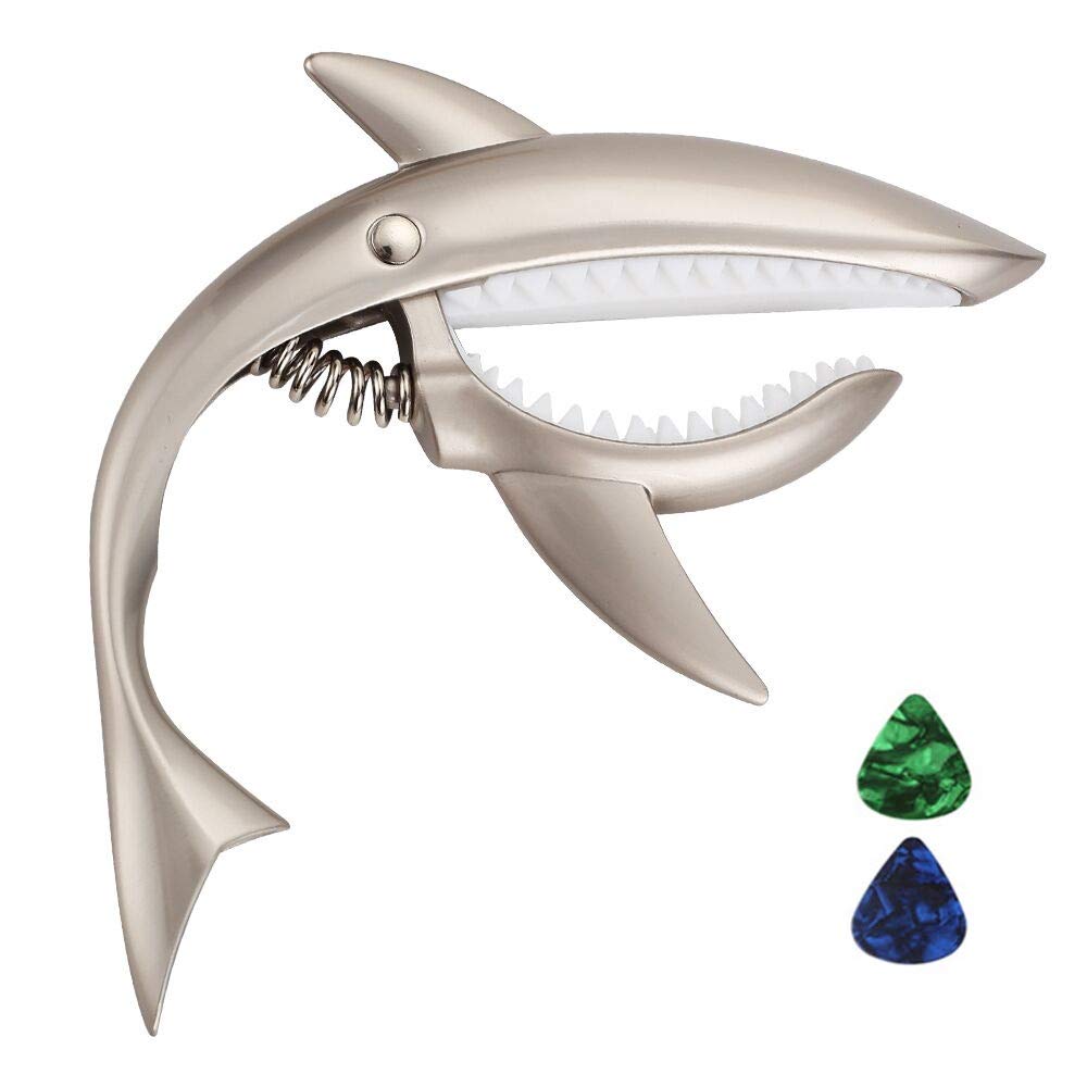 Imelod Guitar Capo for Acoustic and Electric Guitar Shark Capo Zinc Alloy for 6 String Guitar with Good Hand Feeling, No Fret Buzz and Durable(Grey)