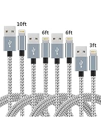 IDiSON - Cable de carga rápida de nailon trenzado para Apple MFi compatible con teléfono Max XS XR 8 Plus 7 Plus 6S 5S 5C Air Pad Mini Pod