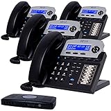 XBLUE X16 Small Business Phone System Bundle with (4) Phones - (6) Outside Line & (16) Phone Capacity - Includes Auto Attendant, Voicemail, Caller ID, Paging & Intercom