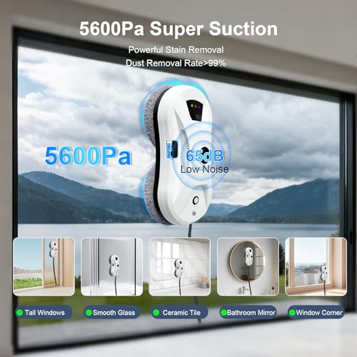 iMESA Window Cleaning Robot with Water Spray, 5600PA Strong Suction Automatic Window Cleaner Robot, Smart Path Planning, Low Noise, Remote Control for All High-Rise Windows, Tiles and Glass