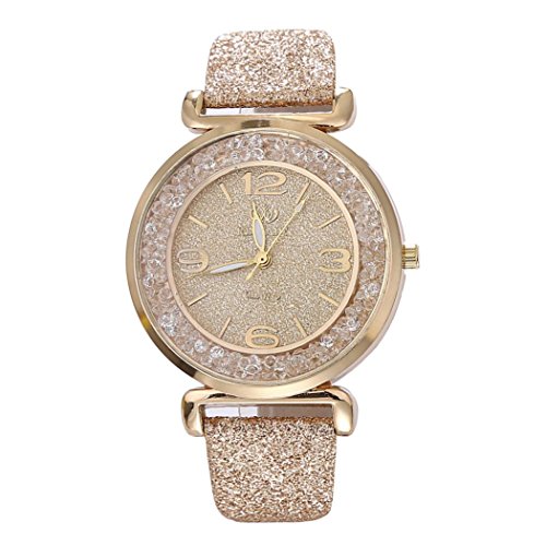 ZLOLIA Fashion Women Crystal Stainless Steel Analog Quartz Wrist Watch (Gold)