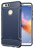 TUDIA Honor 7X / Mate SE Case, Carbon Fiber Design Lightweight [TAMM] TPU Bumper Shock Absorption Cover for Huawei Honor 7X / Mate SE (Navy Blue)