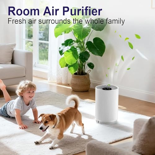 AIUZLK Air Purifiers for Bedroom Home with 3 Stage H13 HEPA Filter,22dB Quiet Desktop Small air Purifier with Night Light,3 Timing,Suitable for Smoke,Pet Dander,Hair,Odors.KJ80