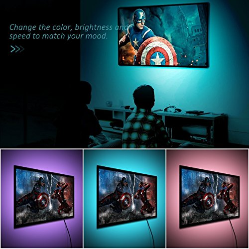 ANSCHE 3M(9.84ft) TV Backlight Kit, LED TV RGB Strip Lighting for HDTV Remote Control 20 Color&Mode Bias Mood Lights USB Powered Stick-on Rope Light Ambient Decoration IP65 Waterproof