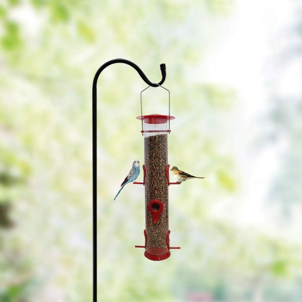 Urban Deco Bird Feeder Hanging Classic Tube Hanging Feeders with 6 Port Bird Feeders Premium Hard Plastic with Steel Hanger Weatherproof Great for Attracting Birds Outdoors Garden Backyard 1 Pack - Image 4