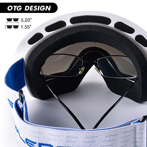 Snowledge Ski Snowboard Goggles with UV400 Protection, OTG Skiing Snowboarding Goggles of Double Spherical Lens with Anti-Fog Ski Goggles for Men, Women, Helmet Compatible Snow Goggles