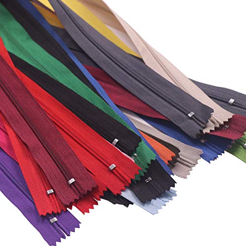 YAKA 60 Pack of 18 inch Mix Nylon Coil Zippers Bulk - Supplies Zippers for Tailor Sewing Crafts (20 Color) (18 inch-Pack of 60pcs)