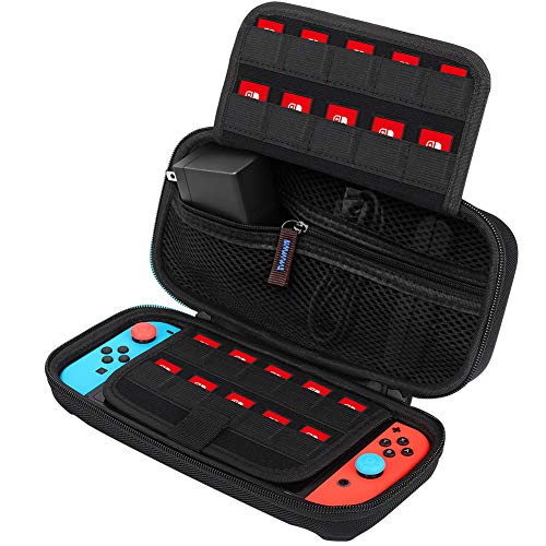 Carrying Case for Nintendo Switch, SPERVS Portable Carry Cases & Storage with 20 Game Cartridges Hard Shell Pouch for Nintendo Switch Console & Accessories Included AC Adapter Switch Travel Case