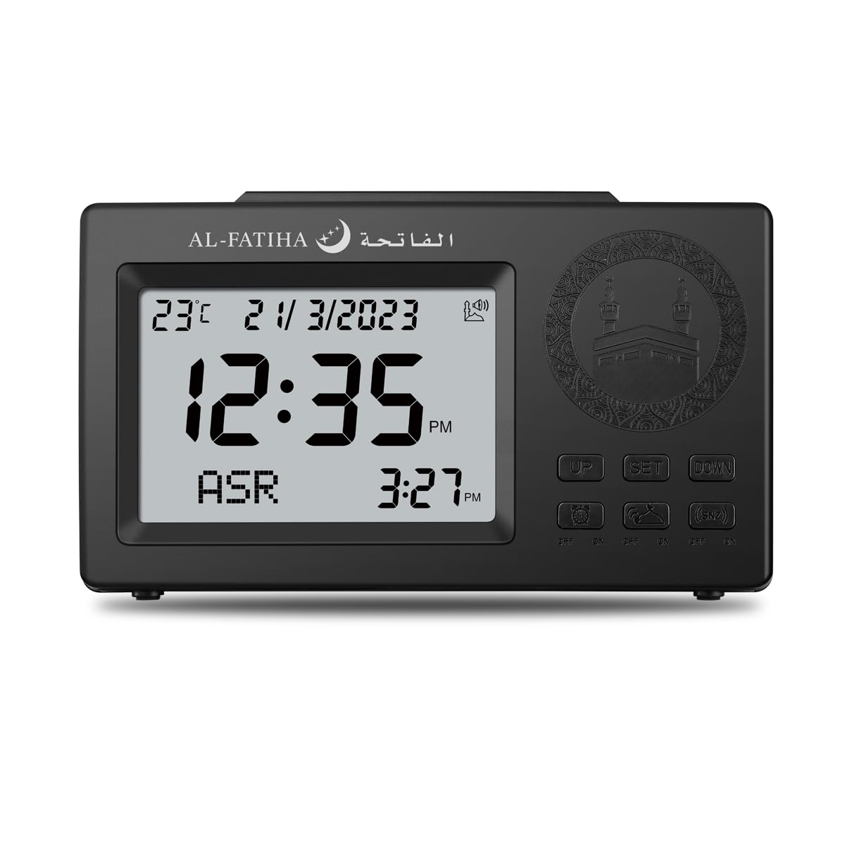 Al salama Muslim Prayer Alarm Clock Digital LCD Automatic Islamic Table Clock Multifunction Azan Clock Time Reminder (Black)