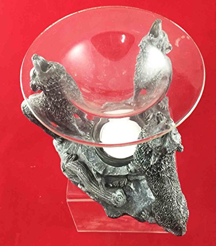 Three Wolves Werewolf Spirit Moon Rise Oil Burner Tart Warmer Aroma Scent Statue