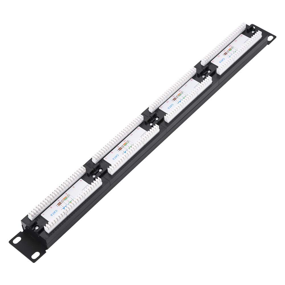 Data Patch Panel, Adapter 24 Port Patch Panel High Speed Durabe Transmission CAT6 Network Cable Rack Backward Wall Mounted Bracket Mountable Rack Tool 19 x 1.7 x 1.4inch