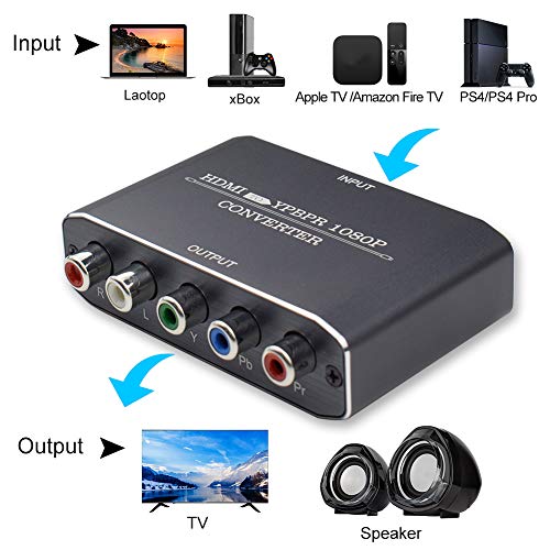 HDMI to YPbPr Converter Adapter, Amanka HDMI to Component Audio Video Converter, Supports 1080P for DVD PSP Xbox 360 PS2 Nintendo to HDTV Monitor