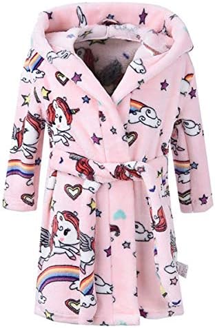 Ameyda Unisex Children's Flannel Bathrobes Hoodie, 1 Years - 13 Years