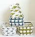 PUTING 4 Pcs Foldable Storage Basket Bins, Canvas Storage Basket with Handle Cotton Linen Blend, Storage Bins Basket for Makeup, Snack, Magazine, Baby Toys