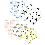 Baby Bandana Bib 6-Pack Drool Bibs by Little Dimsum, 100% Organic & Breathable Cotton Muslin Reversible Bib Gift Set for Toddlers Boys Girls
