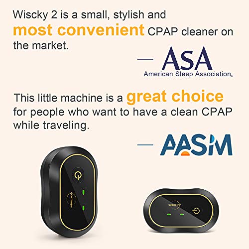 CPAP Cleaner and Sanitizer - Wiscky 2 Portable Rechargeable Ozone CPAP Cleaning Machine Bundle Includes Sanitizing Bag, T Adapter, Compatible Heated Hose Adapter