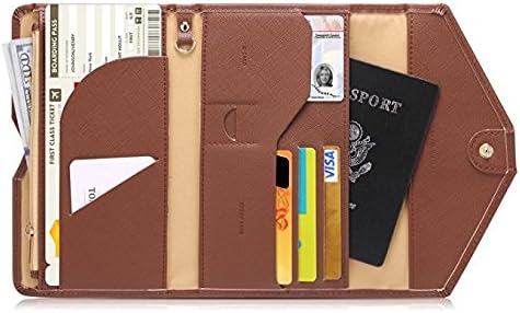 SkuBros Tri Folded Multipurpose RFID Blocking Passport Travel Fabric Wallet/Case/Cover/Holder/Document or Envelope Organizer/Zipper Available in 7 Amazing Colors (Brown)