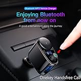 Bluetooth FM Transmitter for Car,Handsfree Call Car Charger with Vehicle Cigarette Lighter usb Adapter,Mp3 Music Stereo Adapter,Dual USB Port Charger Compatible iPhone X,iPhone 8,iPhone 8 Plus,Samsung