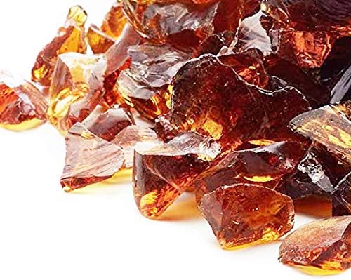 Firebrand Direct Amber Fire Glass 1kg (2.2lb) - For Fire Pits, Gas Fires And Ethanol Burners. Sparkling Heat Resistant Glass
