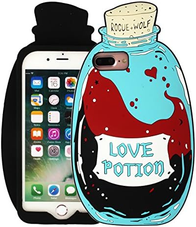 iPhone 7 Plus Silicone Case, iPhone 8 Plus Case, Unique 3D Love Potion Design With Skull Hang Rope Stylish Special Cover for Teens Girls Women Men, Soft Flexible Silicone Protective Skin Shell