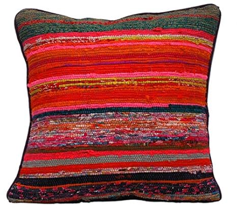 Buy Trade Star 16 X 16 Inches Rag Rug Cotton Cushion Cover For
