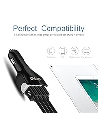 Ucchi Cargador de coche 36 W Quick Charge 3.0 4 puertos USB Power Drive 4 para iPhone X 8 7 6S Plus iPad Pro Air2 Mini, Galaxy S7 S6 Edge Plus NOTE4 5 Huawei,, LG, Nexus, HTC y más, Negro