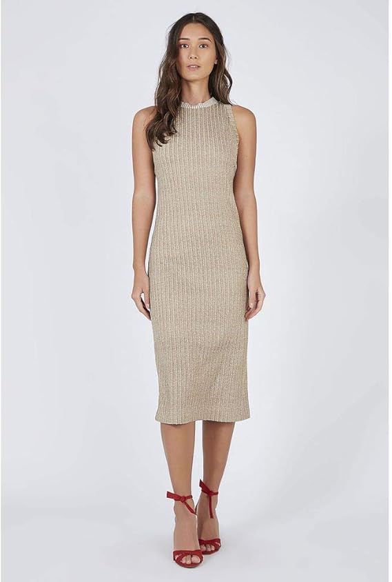 vestido canelado lurex