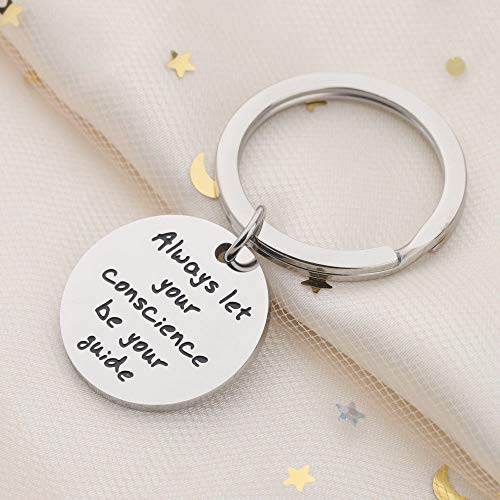 KUIYAI Always Let Your Conscience Be Your Guide Keychain Jiminy Cricket Quote Keychain Motivation Gift (Keychain)
