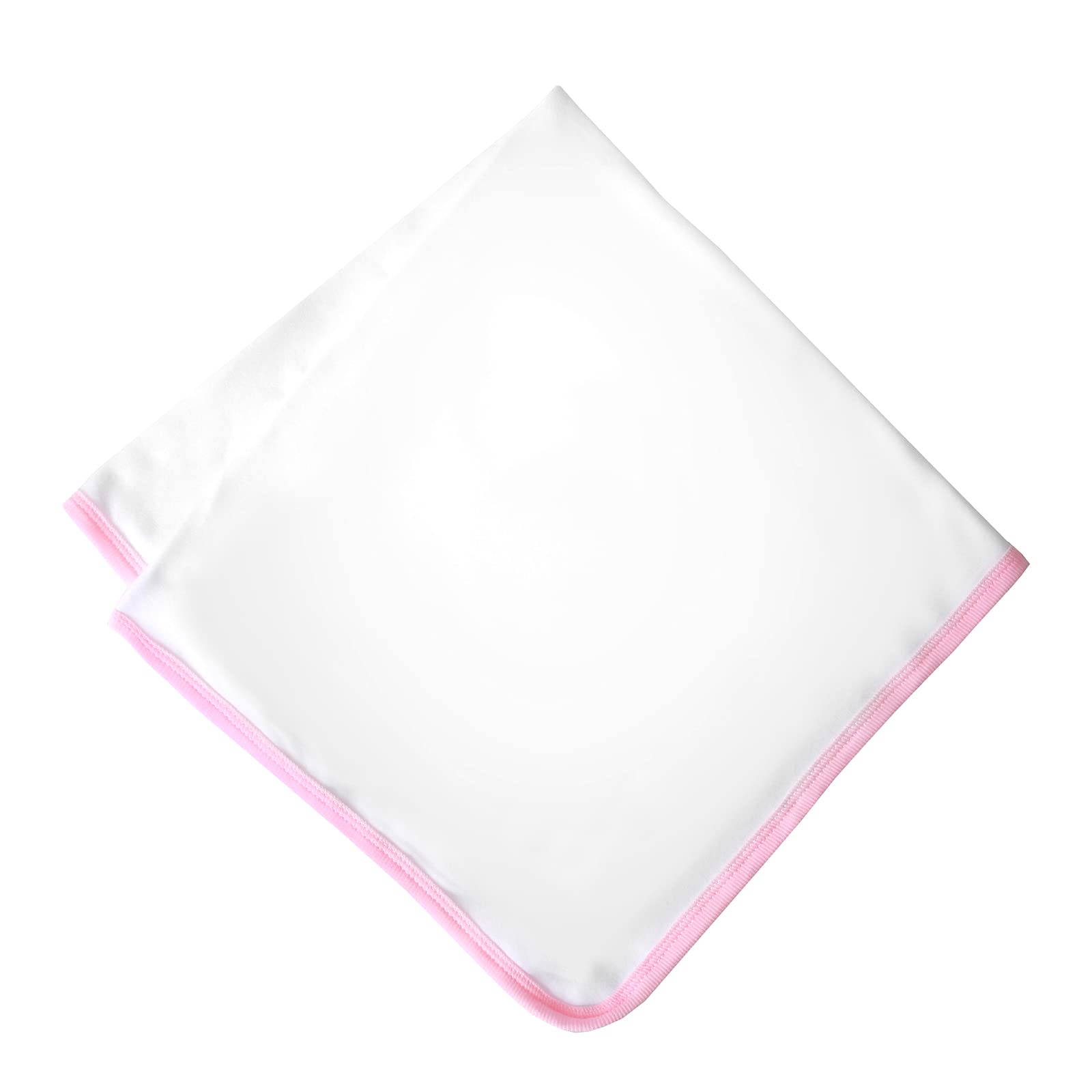 Baby Blanket, Swaddle Wrap, Double Layered with Contrast Trim, Pure Cotton, White & Pink