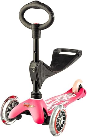 Micro® Mini 3en1 Deluxe Plus. Patinete evolutivo 3 Ruedas, 1,5 - 5 años, Manillar Regulable 48-68cm, Asiento de Aprendizaje. (Rosa): Amazon.es: Juguetes y juegos