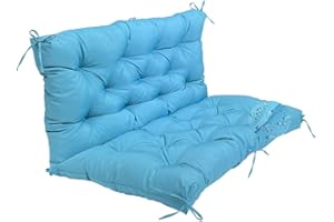 LFNOONE Thicken 5"Swing Chair Pads for Garden Patio,Swing Replacement Cushions with Backrest,Waterproof Bench Cushion for Outdoor Furniture,2-3 Seater Washable Swing Replacement Cushions/60x40"light blue