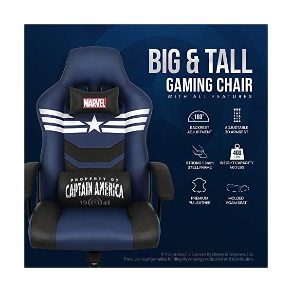Silla Gamer Marvel Avengers Capitán América Eco Cuero - Imagen 3