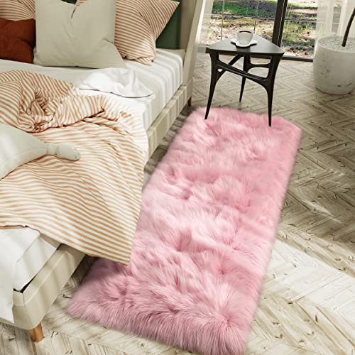 LOCHAS Soft Fluffy Faux Fur Rugs for Bedroom Bedside Rug 2x4, Washable