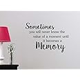 Simple Expressions Arts Sometimes You Will Never Know The Value of a Moment Until it Becomes a Memory Inspirational Family Love Vinyl Quote Saying Wall Art Lettering Decor