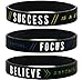 Inkstone (12-pack Motivational Silicone Wristbands - Success, Focus & Believe Wholesale Bulk Pack of 12 Silicone Bracelets - Motivation Encouragement Achievement Gifts Party Favors for Adults