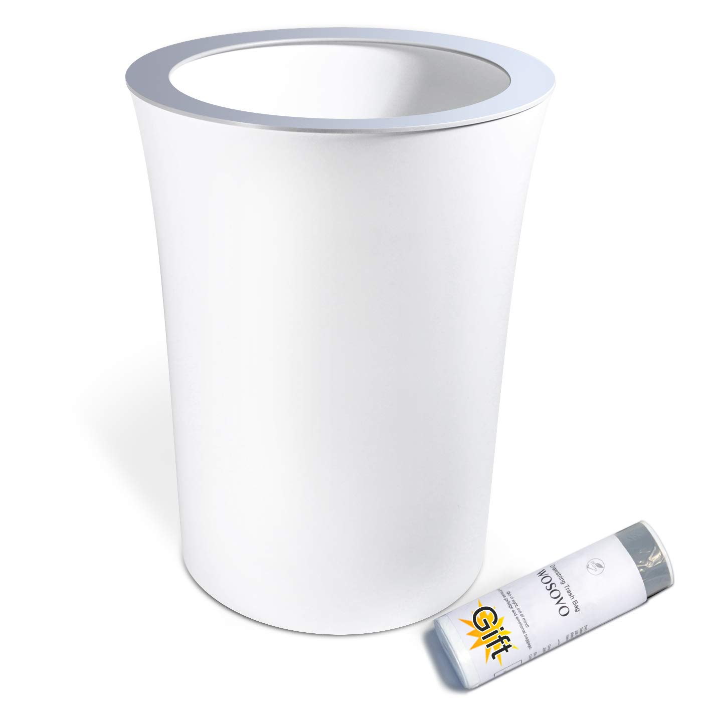 Small Trash Can White 10L/2.6 Gallon Hidden Garbage Bag, Novelty Sleek