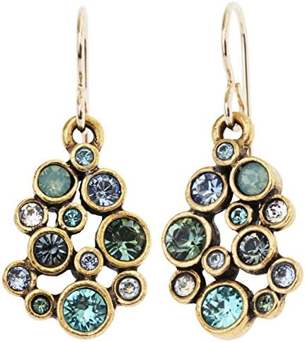 Patricia Locke "Something Borrowed" Goldtone Crystal Round Mosaic Art Earrings, Blue Green EF0930G Zephyr